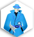 Detective icon, with blue uniform.